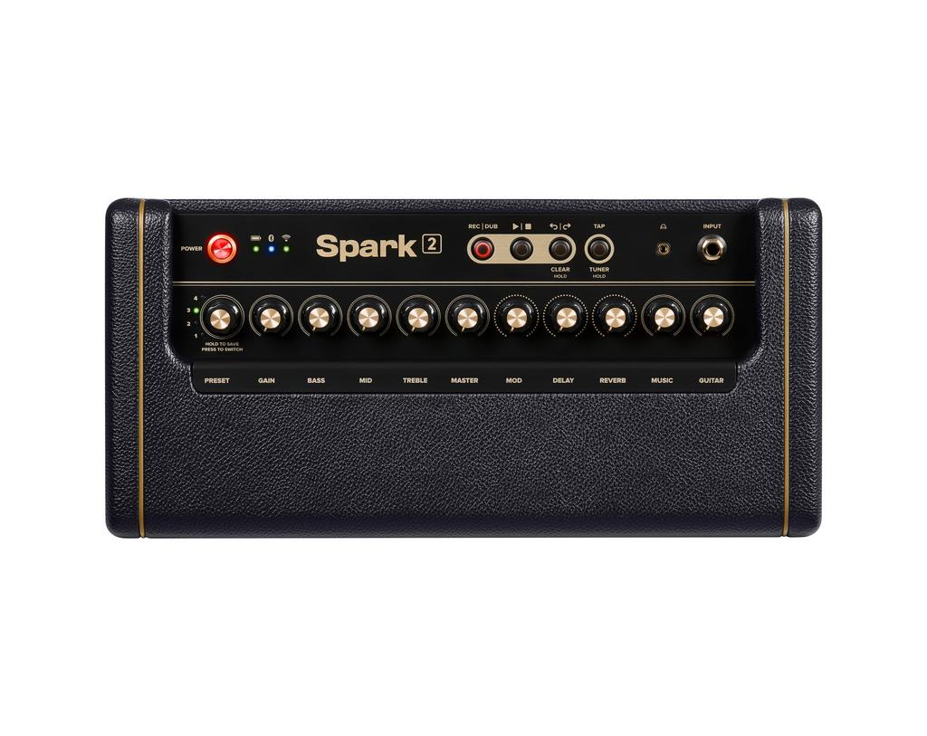 Positive Grid Spark 2 Svart Gitarrförstärkare med Inbyggd Looper, 50W Bluetooth, Idealisk för Hemmaövning, Byt Förstärkare och Effekter via App (Amazon