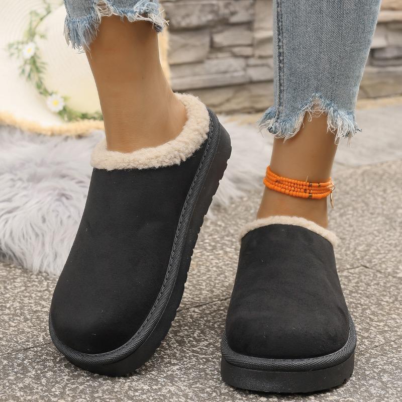Fashion Ladies Shoes 2025 New Closed Toe Women's Slippers Fashion Outdoor Casual Winter Plus Velvet Keep Warm Comfortable Flat Slippers