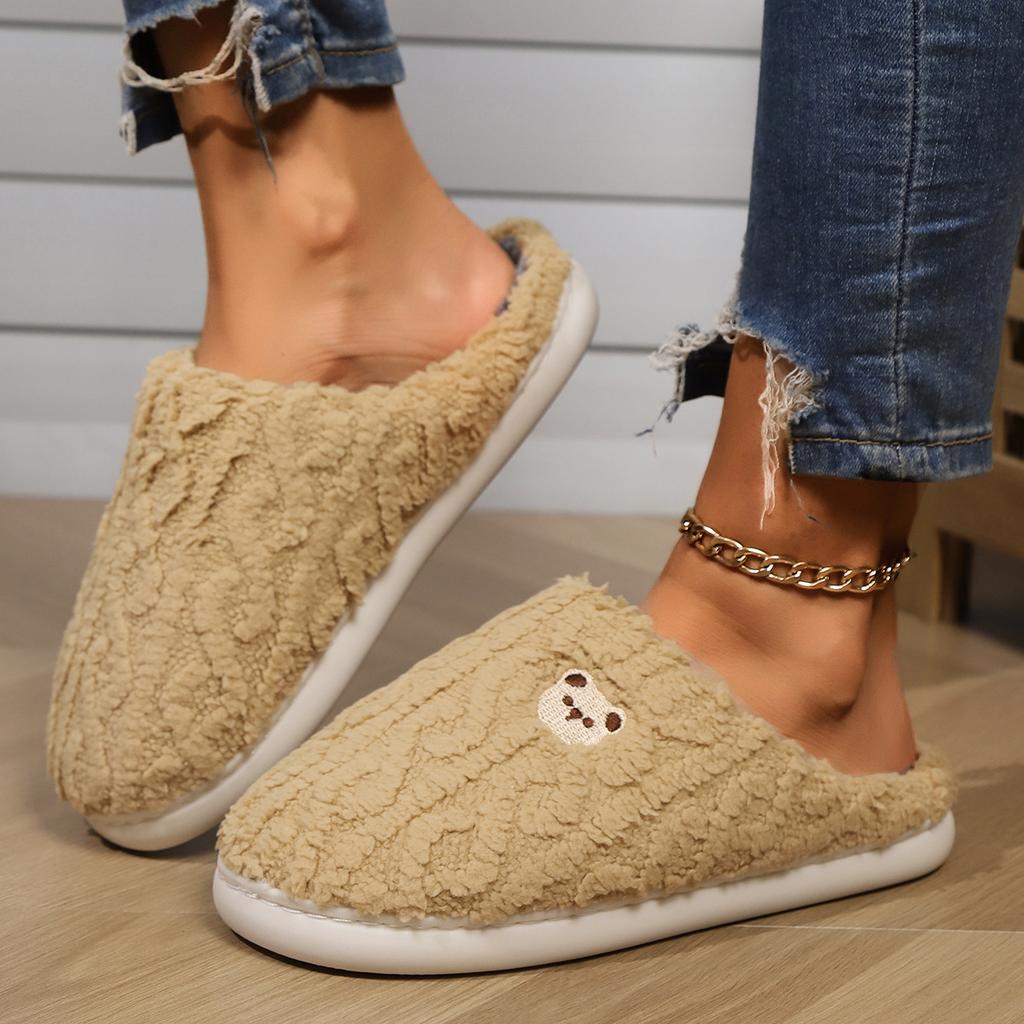 Couple Cute Bear Cartoon Cotton Slippers Men and Women Winter Home Indoor Warm and Comfortable Shoes Ins