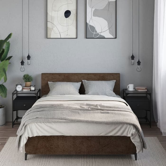 VidaXL Bedside Tables 2 Pcs Black 40x40x55 Cm Engineered Wood, Bedside Furniture, Side Table, Bed Cabinet, Cabinet 846075