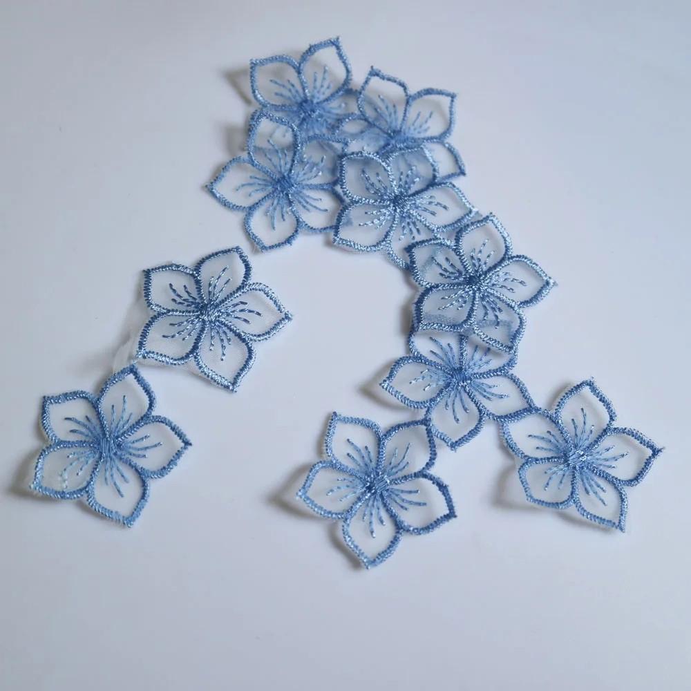 10Pcs Black White Lace Embroidered Flowers Patches Applique Patch Decoration
