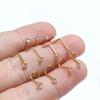 5Pcs CZ Gem Stainless Steel Nose Piercing Stud Crystal Nariz Body Jewelry S L Bone Shape Nostril Rings for Women Girl 20g 0.8mm