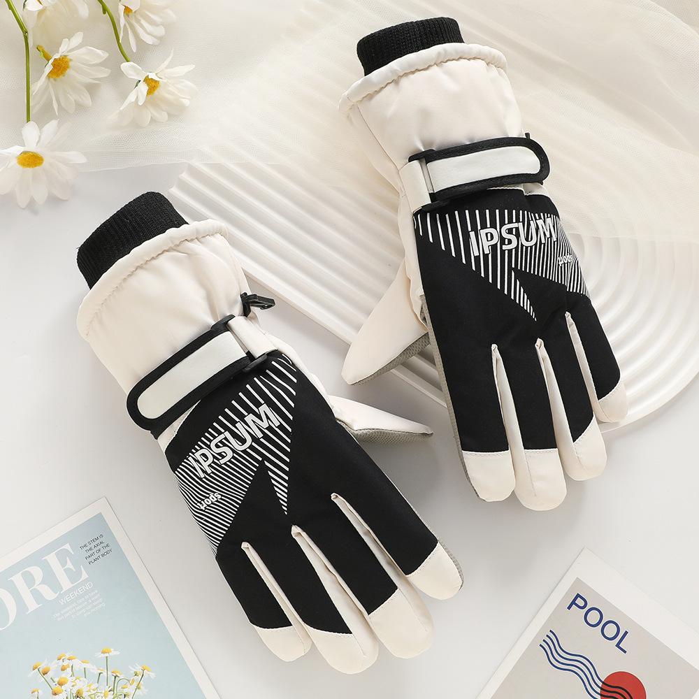 Ski Gloves for Men and Women Outdoor Winter Thickened Windproof Water Splashing Cold and Velvet Touch Screen Riding Warm Gloves