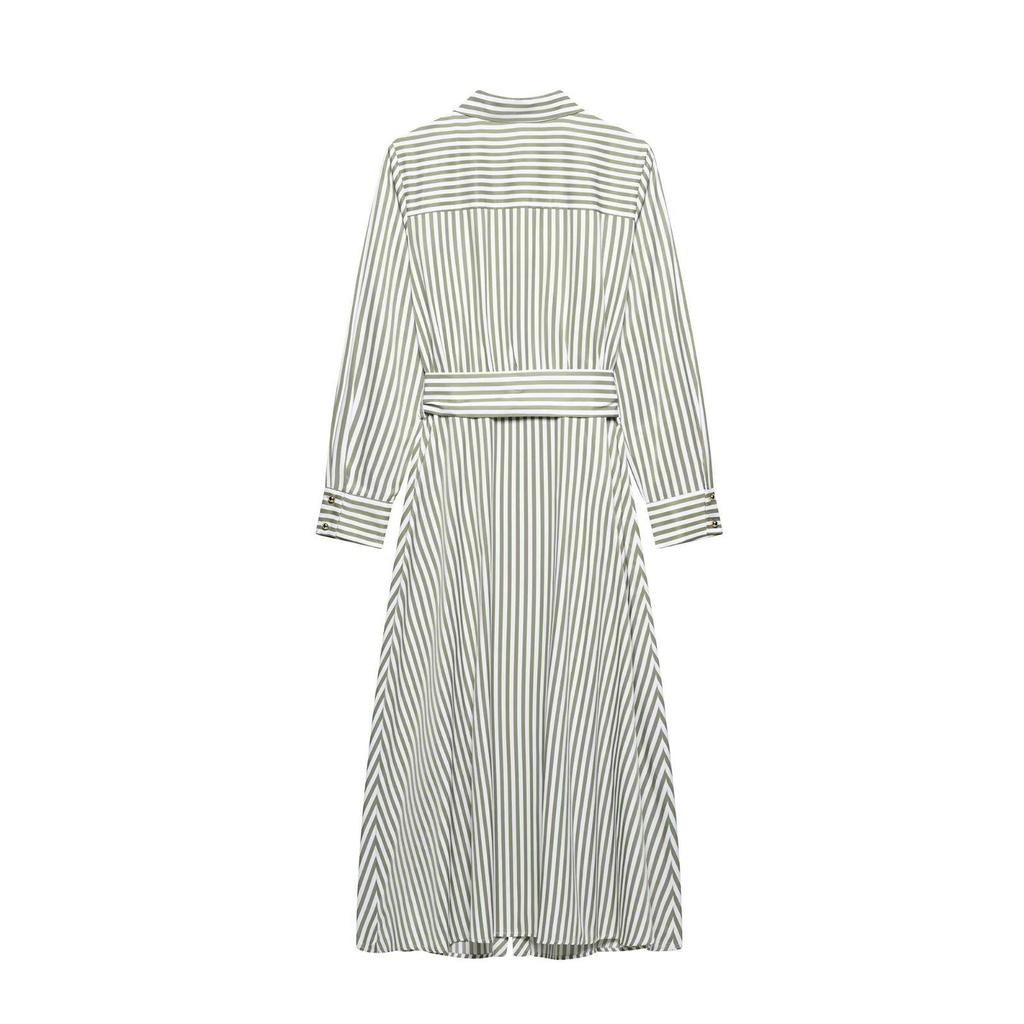TAOP&ZA Summer Women's Striped Belted Midi Dress