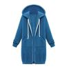 Plus Size Solid Color Casual Thicken Hooded Women Zip Up Long Sweater Coat