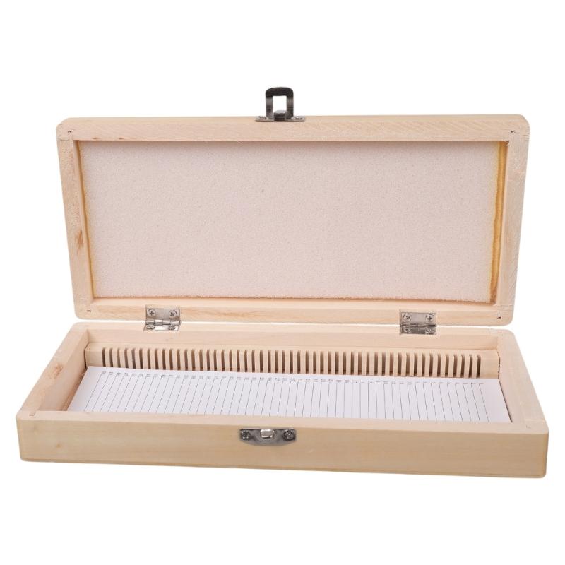 

Strong Wooden Slide Case Metal Fastener Handcrafted Lab Tool for 50 Biology Glass Specimens Microscope Prepared Slides 1