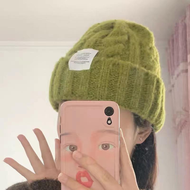 Candy-colored Twist Knitted Hat Cone Top Age-reducing Cute Girl Wool Hat Autumn and Winter Student Warm Ear Hat