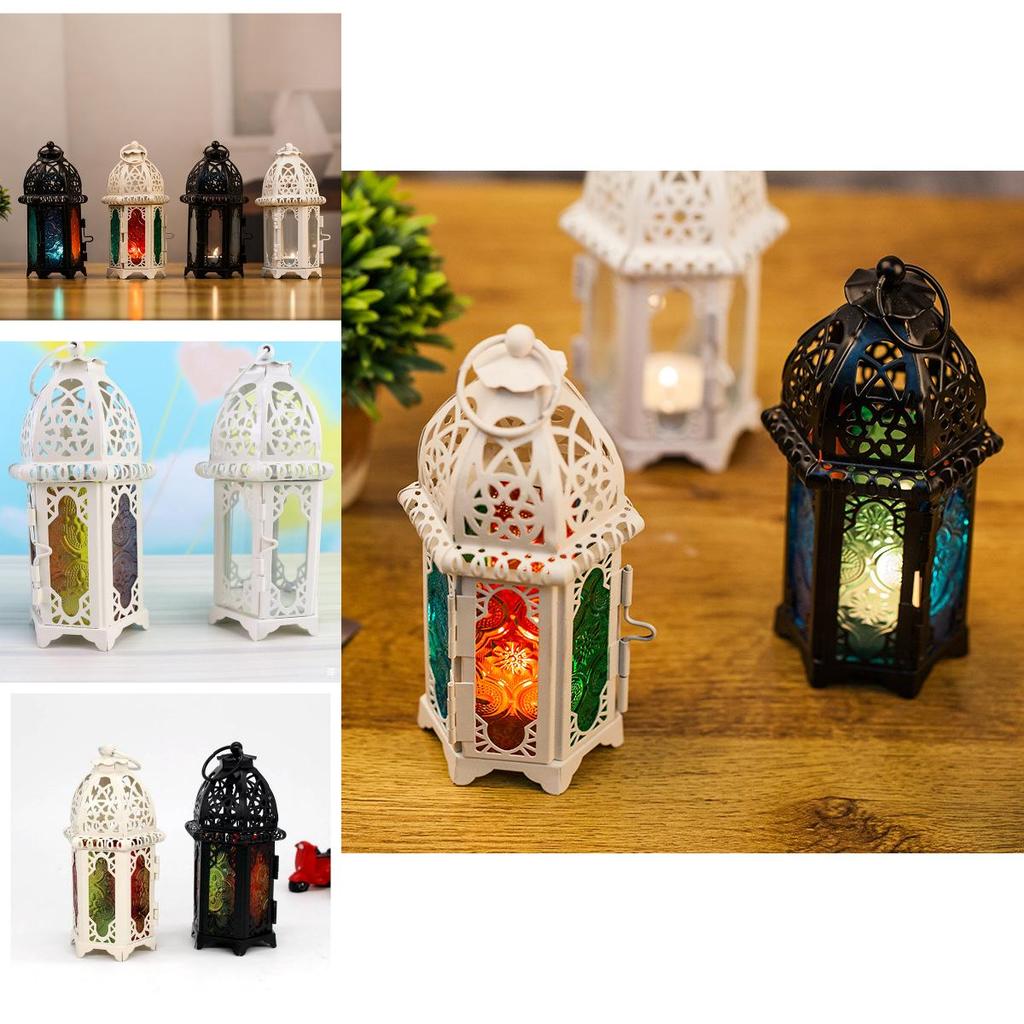 Hollow Moroccan Vintage Iron Lantern Tea Light Hanging Candle Candlestick Holder