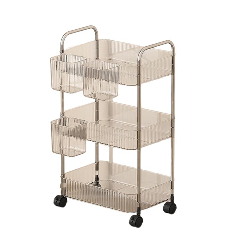 Multi Layer Clear Rolling Cosmetic Organizers Mobile Storage Cart For Bedroom Bathroom Makeup Essential