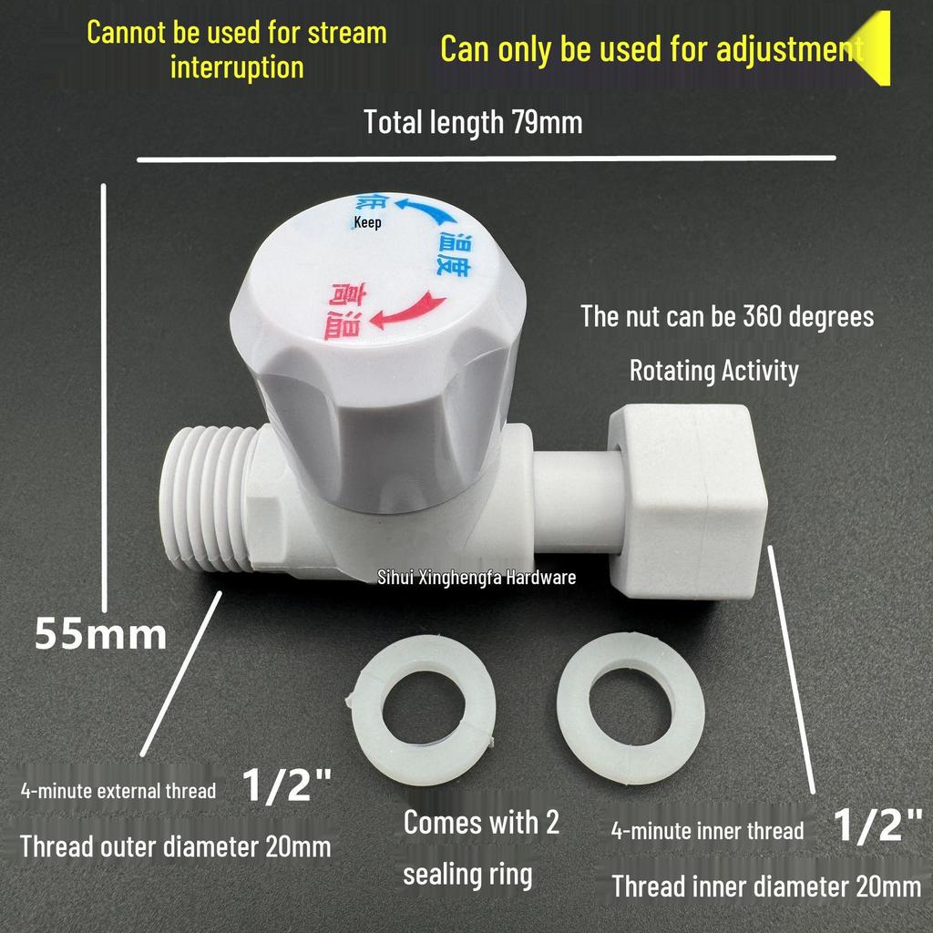 Instant Water Heater Temperature Control Valve, 4-Point Male/Female Thread, 1/2 Union, Fast-Heat Flow Control