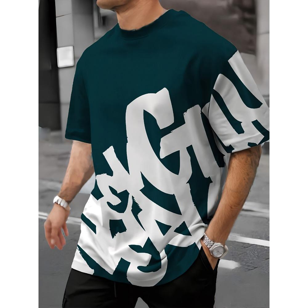 2025 New Summer Personalized Letter Printed Comfortable and Breathable Round Neck T-shirt Outdoor High Street Top