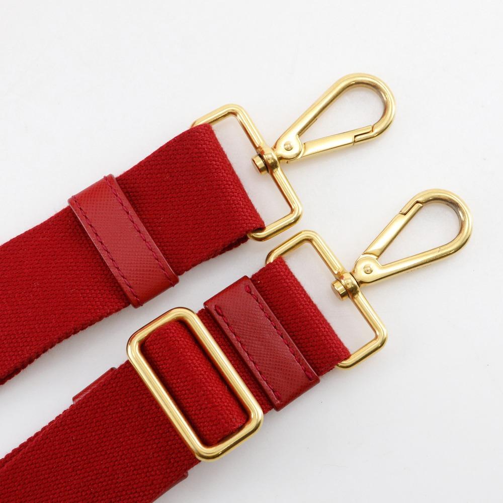 PRADA Canapa Tote Mini Handbag 2WAYShoulder Red canvas Women Used