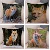 Cute Wild Fox Printed Pillow Case Decor Lovely Animal Pillowcase 45*45cm Soft Short Plush Cushion Covers for Sofa Home Car