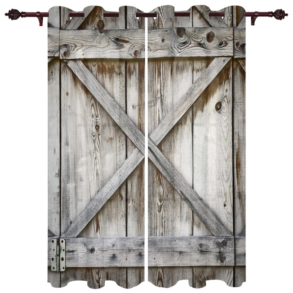 Holztür Retro Vorhänge für Schlafzimmer Wohnzimmer Vorhänge Küche Kinderzimmer Fenster Vorhang Moderne Heimdekoration