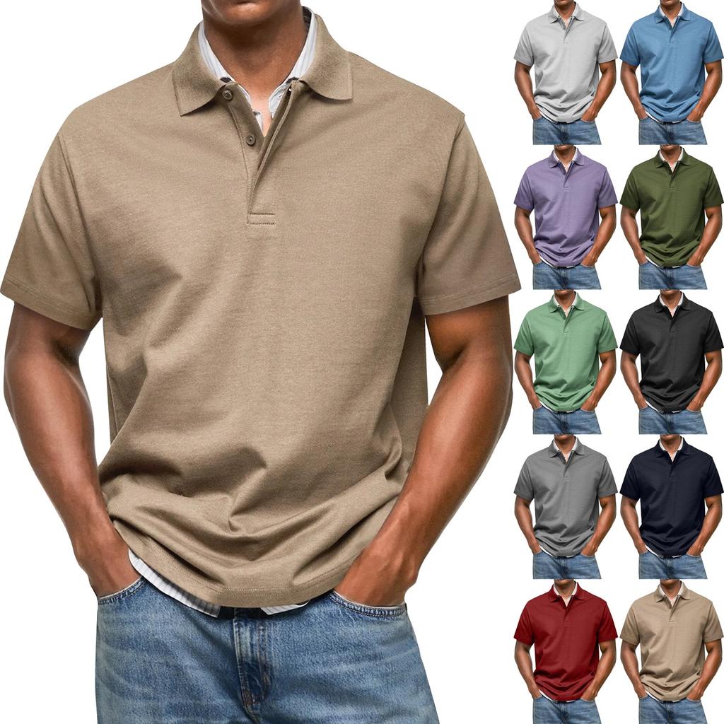 Men's Summer Solid Color Hidden Button Short Sleeve Loose Shirt Men's Casual Fashion Tops