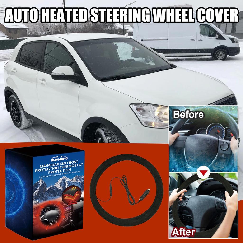 Rayhong Heated Non-Slip Universal Steering Wheel Cover - Quick Hand Warmer & Protector