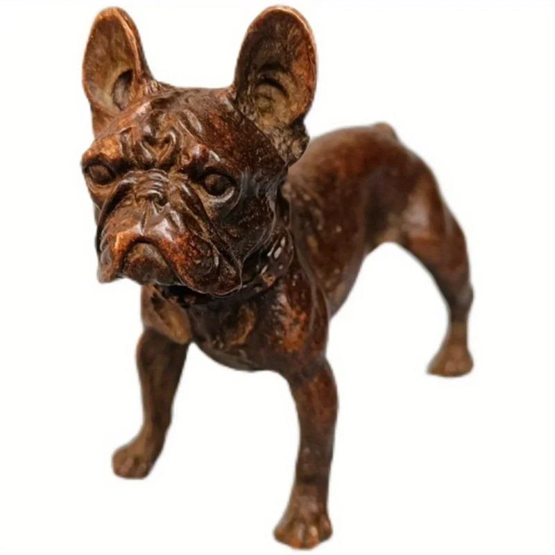 Metal Desk Ornaments Bulldog Miniatures Figurines Handmade Retro Animal Pet Dog Statue Home Decorations Accessories