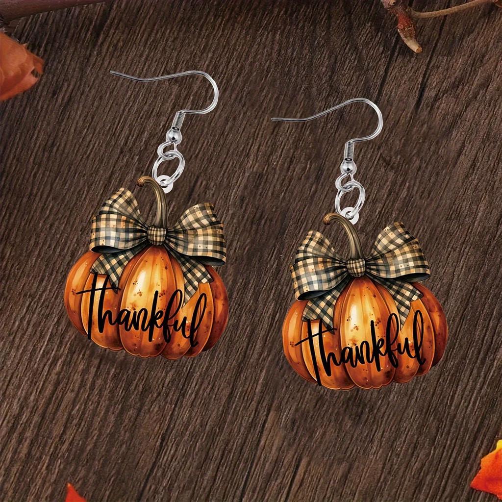 Bow Earrings Flat Acrylic Niche Design Sense Creative Halloween Pumpkin Earrings