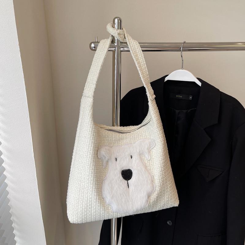 

Practical Large Capacity Vintage Tote Bag For Women Durable Canvas Shoulder Bag Perfect For Travel OffWhite