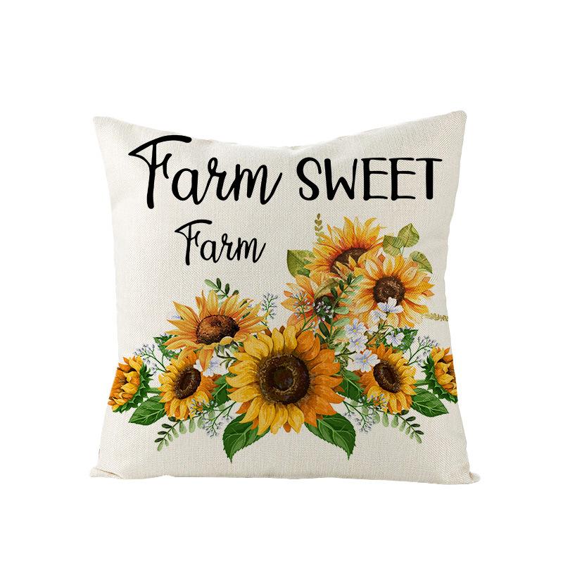 Nordic Summer Lemon Sunflower Polyester Cushion Cover Office Sofa Cushion Cover Home
