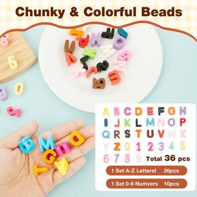 26 Stück Buchstabenperlen-Set mit zusätzlichen Zahlen 21 mm Bunte Acryl-Alphabetperlen zur Armbandherstellung Halskette DIY Basteldekoration