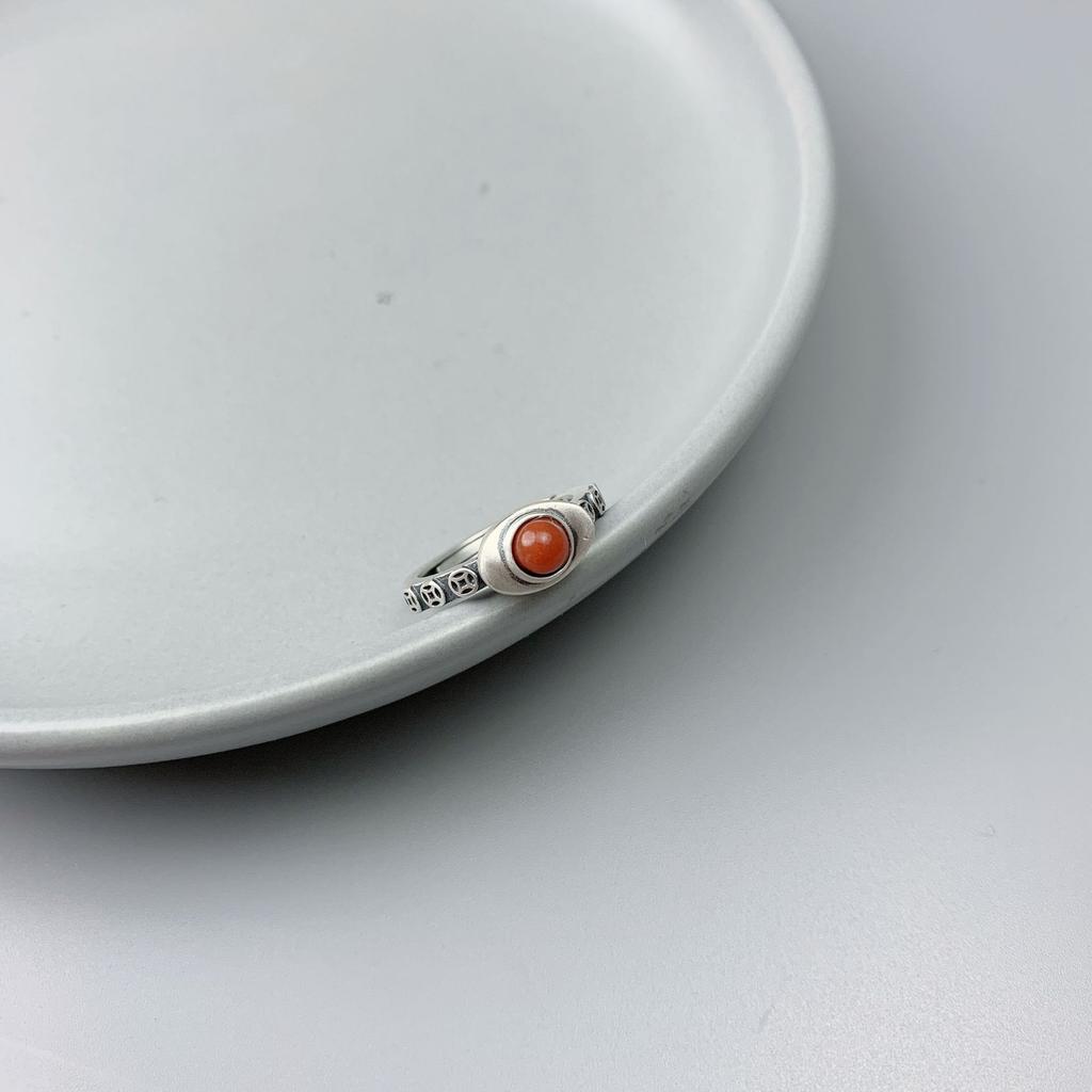 Ring Female Retro Nanhong Egg Surface Open Index Finger Personality Niche Exquisite