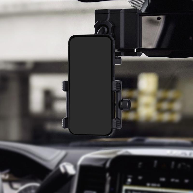 Auto Clamping Phone Holder for Car Rearview Mirror Antislip Silicone Universal Mount with 360 Rotation