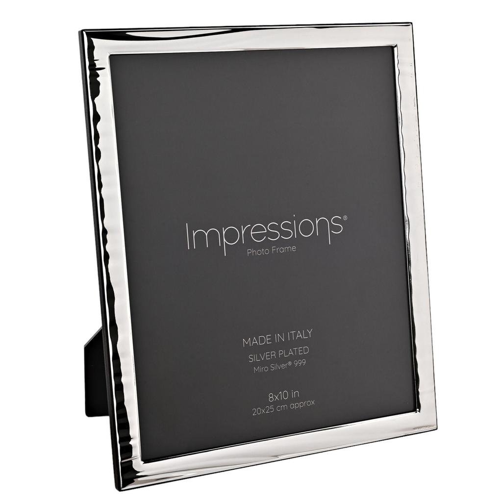 Impressions 999 Silver Narrow Wave Photo Frame 8 X 10 Wood Back Made In Italy