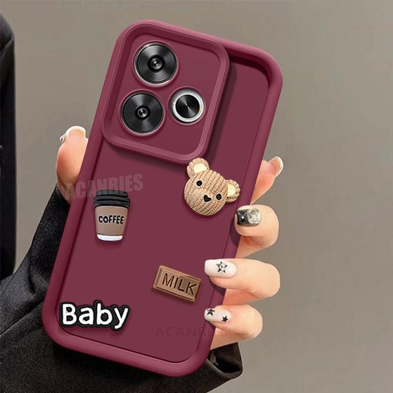 

Redmi13 Cute 3D Bear Liquid Silicone Case For Xiaomi Redmi 13 4g 5g 13c 12 12c 10 10a 10c 9 9c A1 A2 Cartoon Soft Cover Poco M6 Poco F6