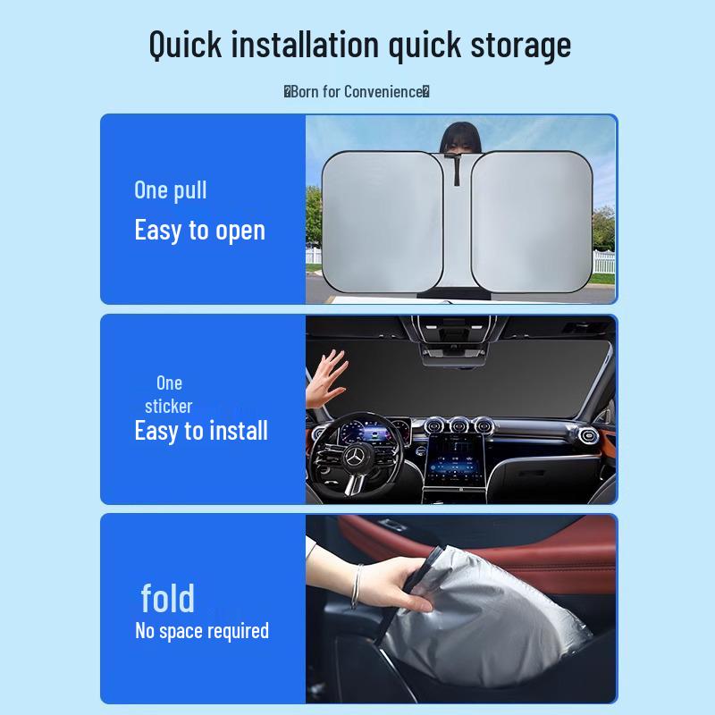 Compact Rear Window Sunshade Umbrella - Heat Insulation & Light Blocking for Cars