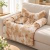 Soft Pet Bed with Bolsters Padded Textured Velvet Couch Cover Bolster for Cat