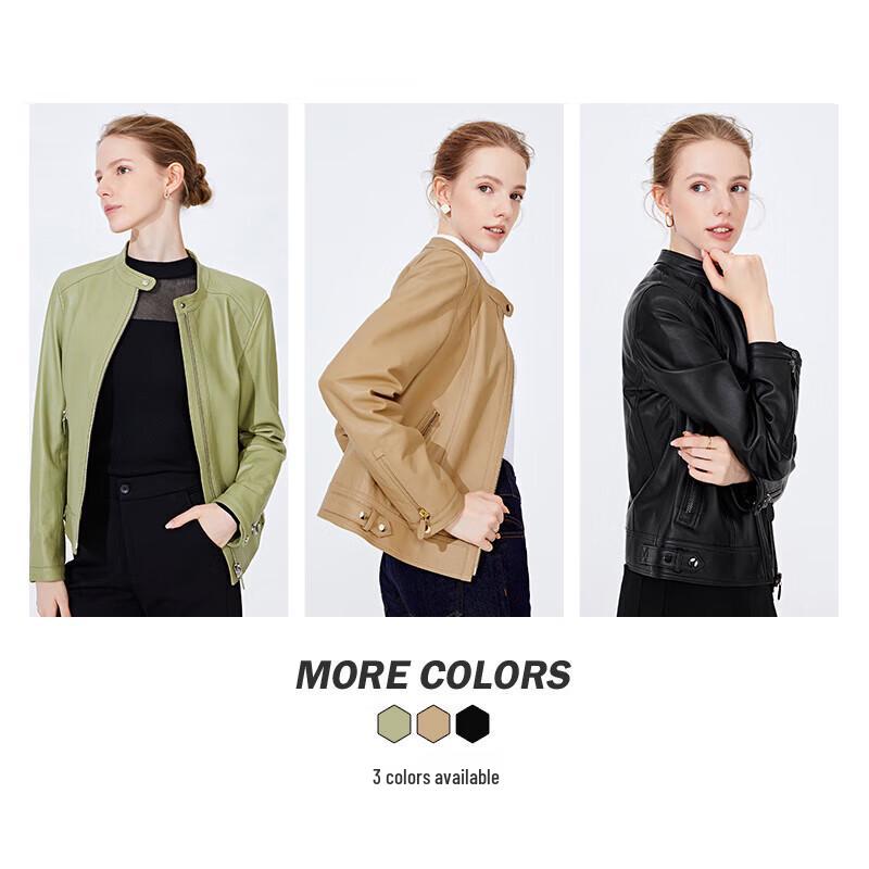 Navigare Women's Genuine Sheepskin Leather Motorcycle Jacket