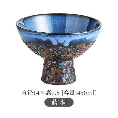Tall Feet Bowl Japanese Ceramic Snack Bowl Yogurt Dessert Ice Cream Cup Retro Ceramic Fruit Dessert Plate Restaurant Tableware