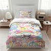 Sanrio Friends Pastel Rainbow Bedding Set Kawaii All-Over Print Duvet Cover Set With Pillowcases Girls Bedroom Anime Bed Linen