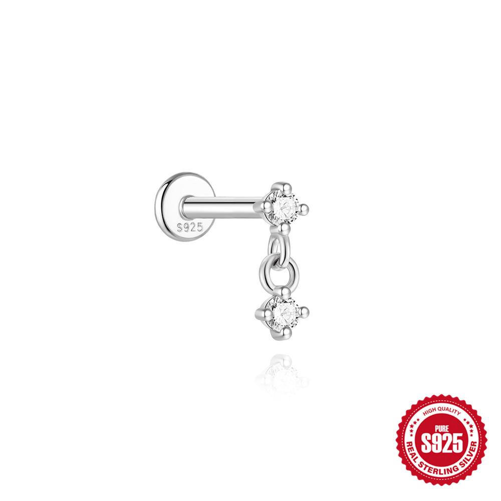 AIDE 925 Silver 1PC Mini Moissanite Four-Claw Screw Stud Earrings Casual Design DIY INS Ear Studs For Lady Jewelry