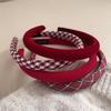 Red Plaid Retro Headband - Women's Festive Thin Edge Hair Clip
