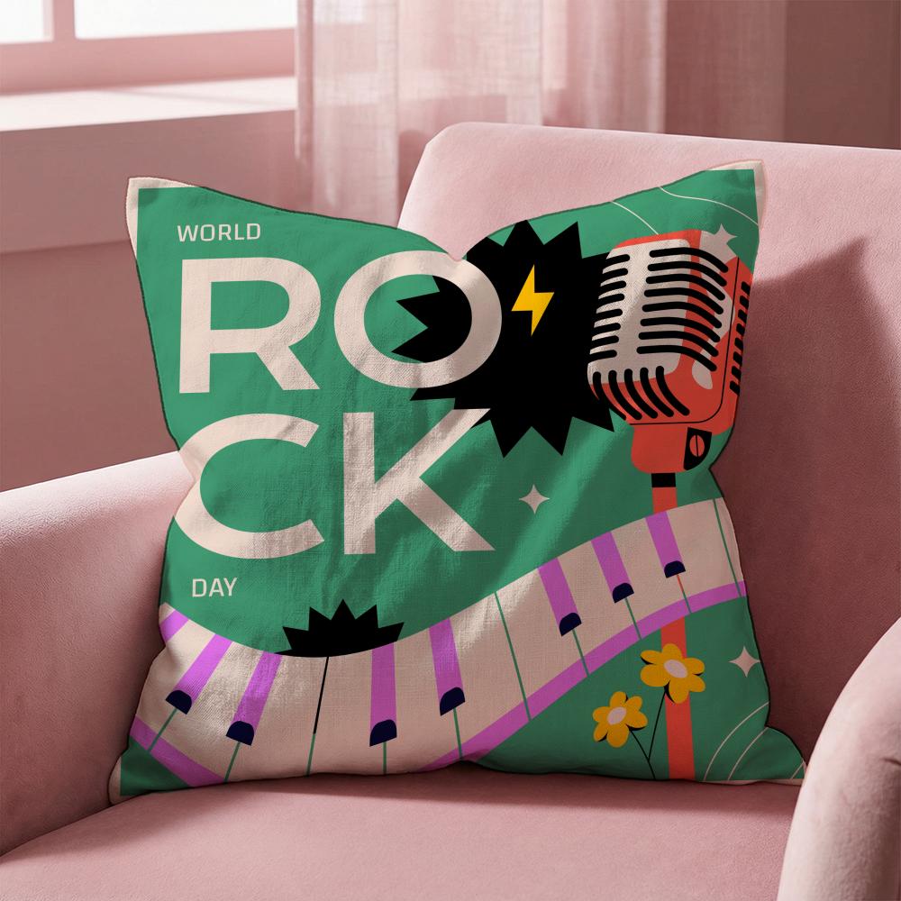 Retro Speaker Piano Rock Cushion Cover Multi-Scene Pillow Cover for Home & Car - Reversible, Soft & Durable for Daily Use