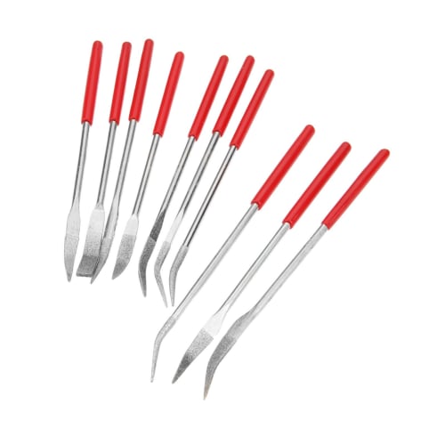 Set of 10 Diamond Files, Sharpeners, Polishing, Grinding, Metalworking Files, Fine Grit Tools, Special Shape, Approx. 140mm