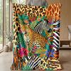Jungle Leopard Floral Fusion 1 Theme blanket Lightweight Warm Flannel Blanket Decorative Throw Blanket for Home Decoration