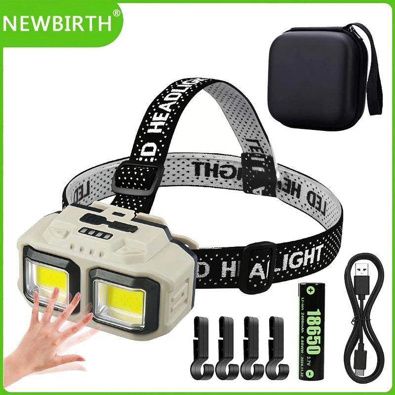 COB LED Headlamp Rechargeable Headlight,Waterproof Work Light for Outdoor Camping Fishing,Christmas Gifts for Repair Job Worker