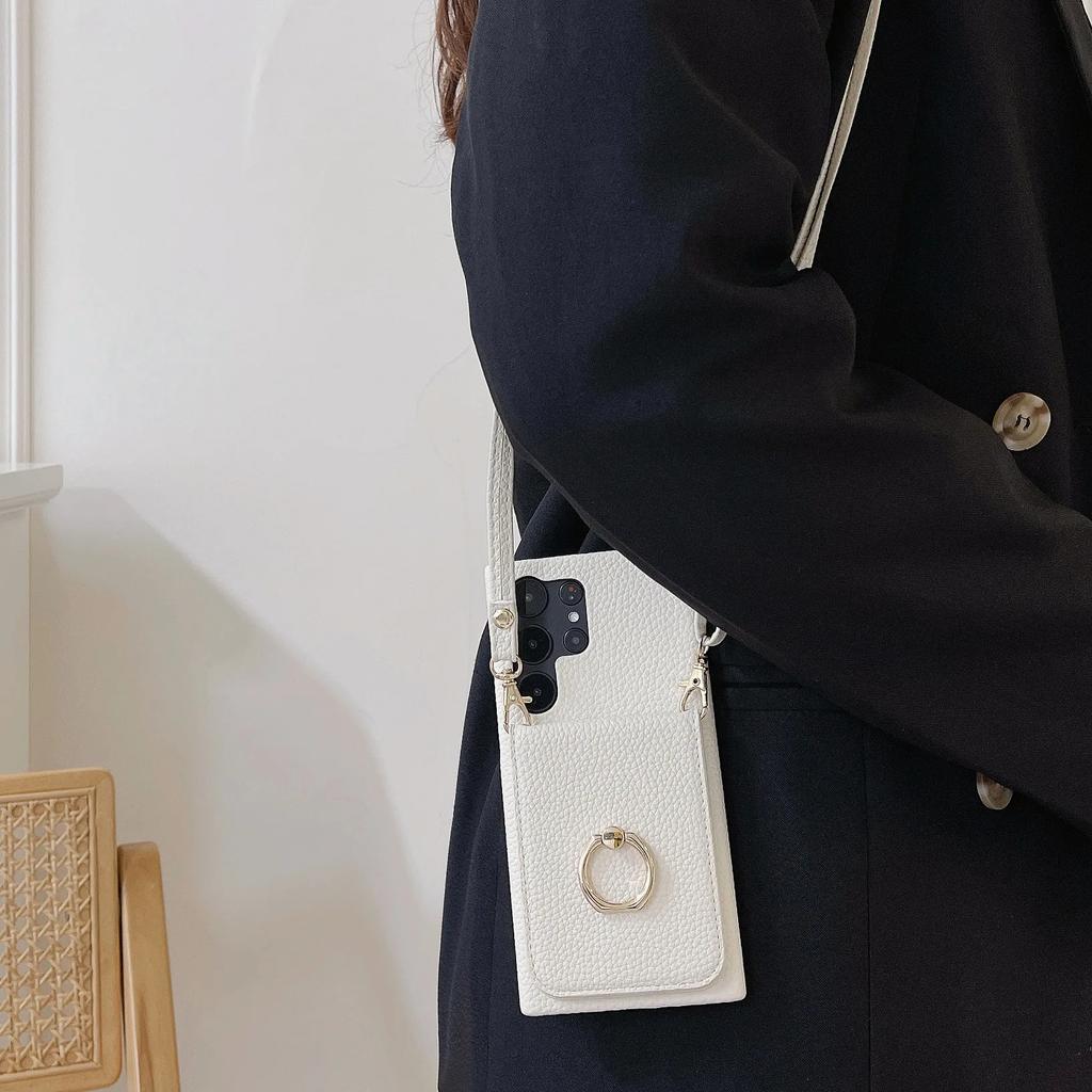 Ring Crossboby with Card Holder Phone Case for Samsung Galaxy S25 S24 S22 Ultra Plus S23 FEA25 A35 A55 A24 A34 A54 Back Cover