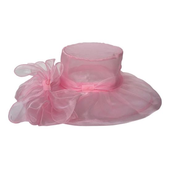 Women Sun Hat Organza Bowknot Decor Wide Brim UV Protection Hat Lightweight Breathable Foldable Tulle Hat Headwear