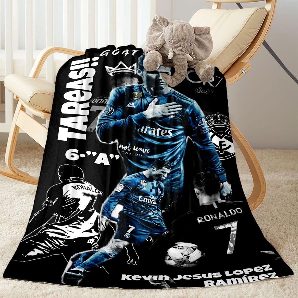 Ronaldo's Skillful Kick Blanket Ultra-Soft Perfect for Livingroom Office Sofa All-Season Use Playful Design Suitable for Gifting Relatives and Friends