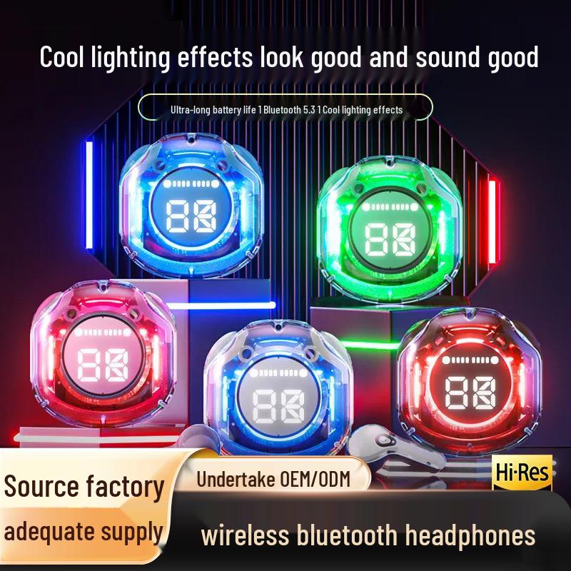 Transparent Bluetooth Earbuds with Charging Cable