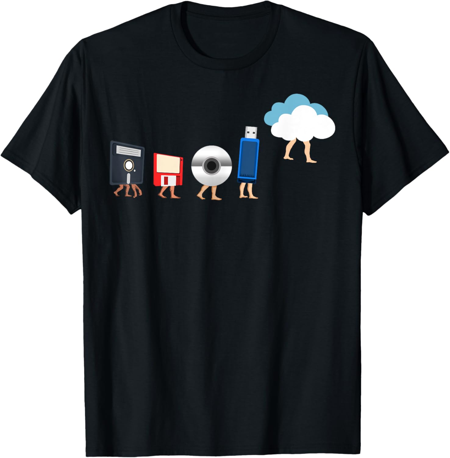 Funny Cloud Storage Evolution Floppy Disk CD USB Graphic Tee Men Women Casual Trip T-Shirt 4XL