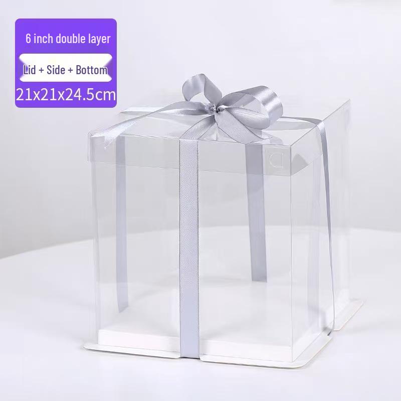 Klare doppellagige Geburtstagskuchenbox - Mehrere Größen: 4, 6, 8, 10, 12 Zoll