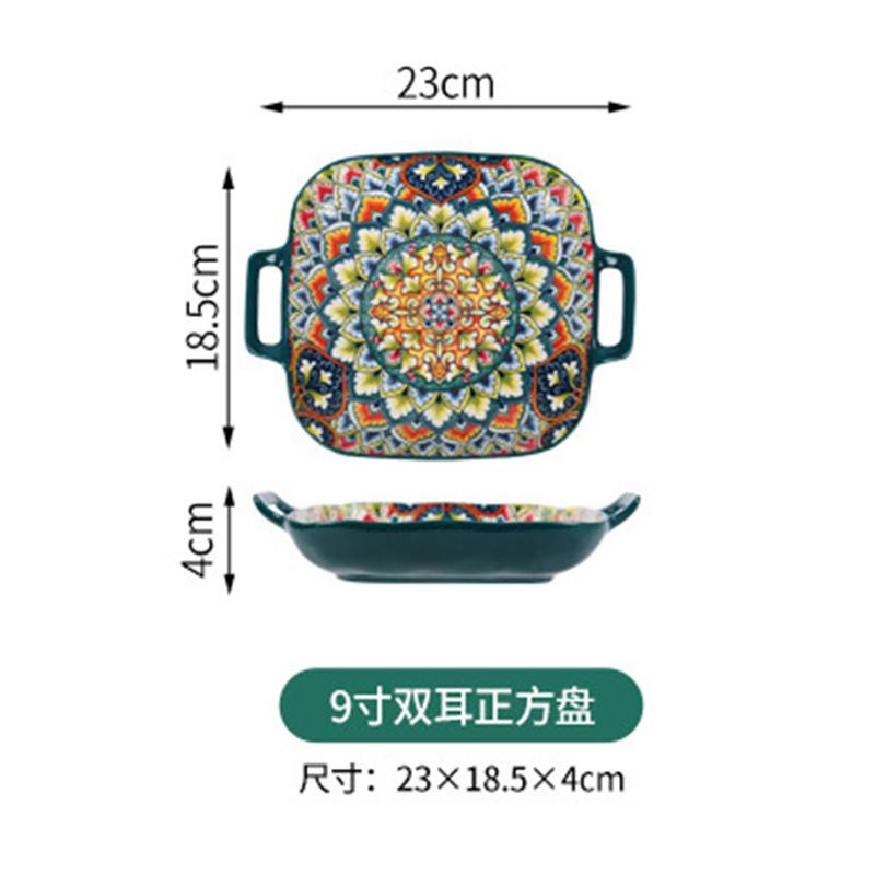 Keramikschale Haushalt Kreatives Geschirrset Große Suppenschüssel Nudelschüssel Reisschüssel Salatschüssel Retro-Teller Gemüseteller