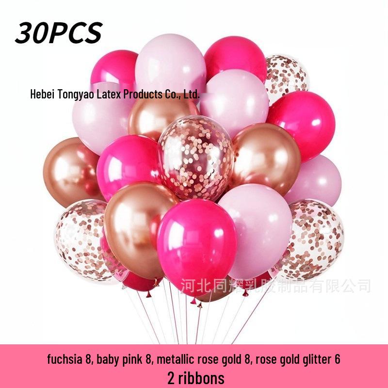 

12 Metallic Black & Gold Sequin Balloon Set, 30PCS - Birthday Decoration Chain