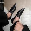 Spring 2025 French Retro Genuine Leather Pointed Toe Low Heel Slip-on Kitten Heels for Women
