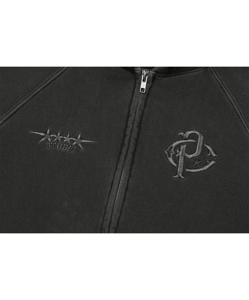Cpgn Studio [2-Way] Cp Line Pigment Zip-Up Hoodie Smoke Black
